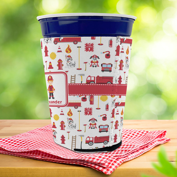 Firefighter Character Party Cup Sleeves - with bottom - Lifestyle