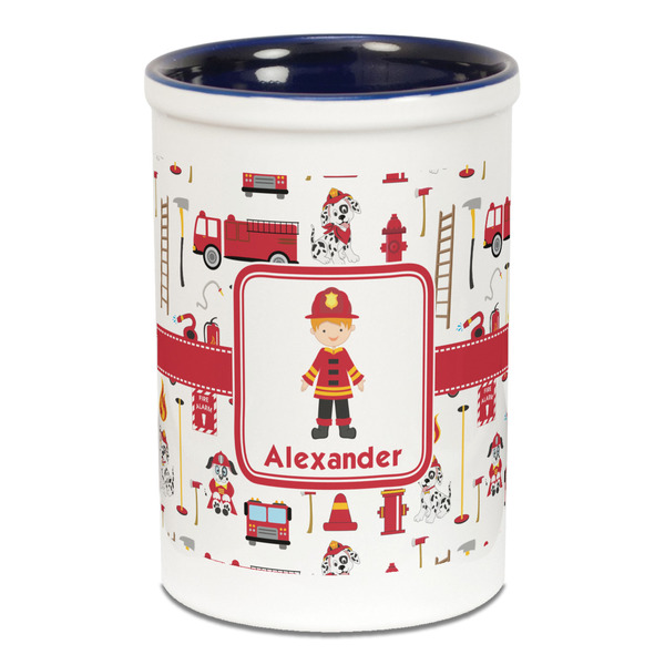 Firefighter Character Pencil Holder - Blue