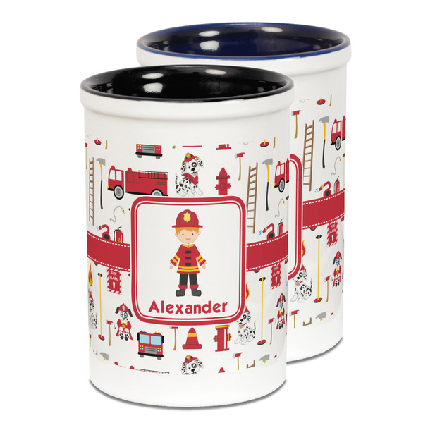 Custom Firefighter Character Ceramic Pencil Holder - Large