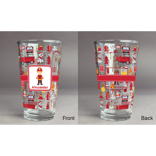 Firefighter Character Pint Glass - Full Fill w Transparency - Approval