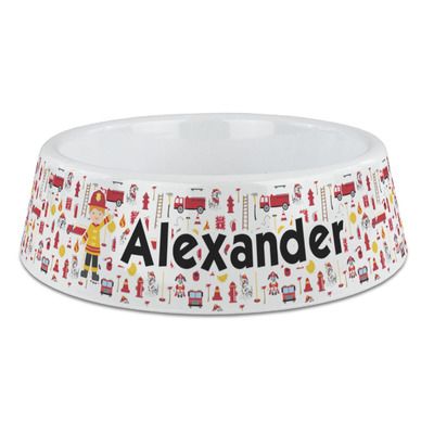 Firefighter Character Plastic Dog Bowl - Large (Personalized)