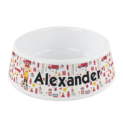 Firefighter Character Plastic Dog Bowl - Small (Personalized)