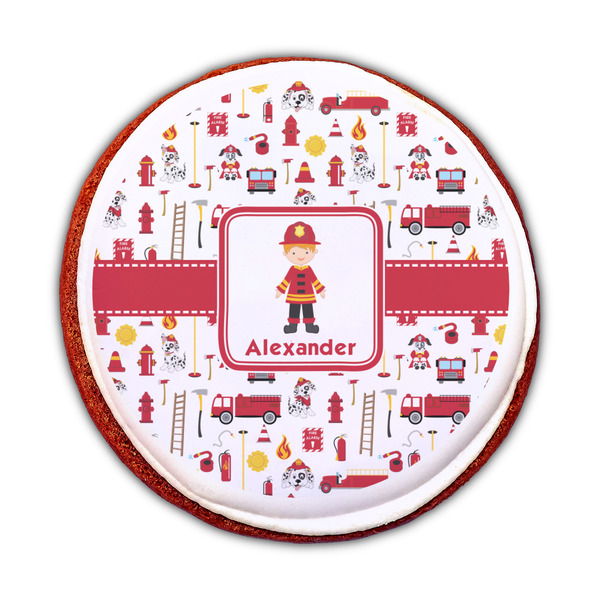 Firefighter Character Printed Icing Circle - Medium - On Cookie