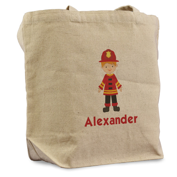 Custom Firefighter Character Reusable Cotton Grocery Bag (Personalized)