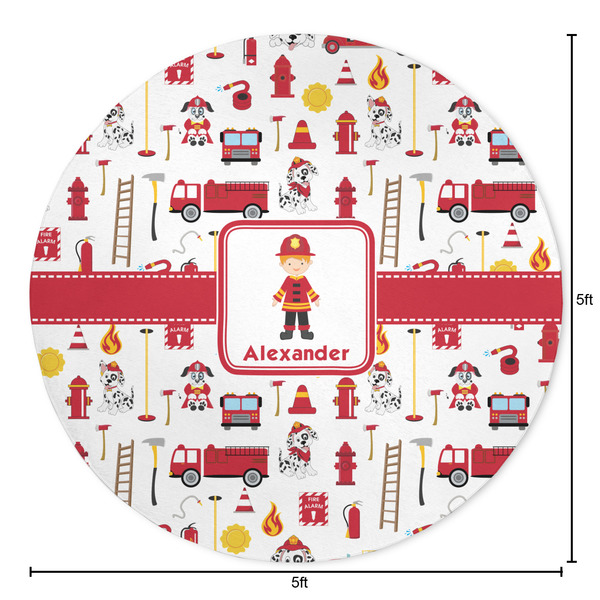 Firefighter Character Round Area Rug - Size