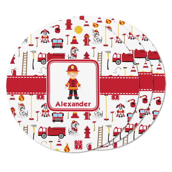 Firefighter Character Round Fridge Magnet - THREE