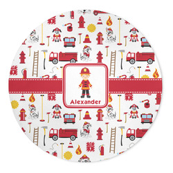Firefighter Character 5' Round Indoor Area Rug (Personalized)