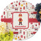 Firefighter Character Round Linen Placemats - Front (w flowers)