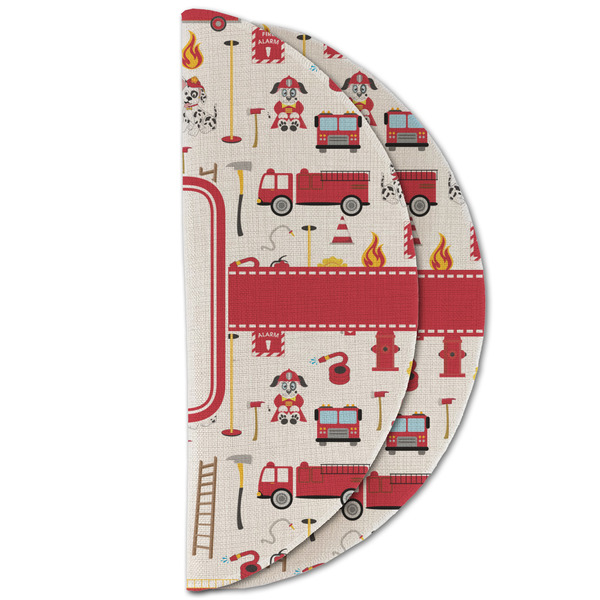 Firefighter Character Round Linen Placemats - HALF FOLDED (double sided)