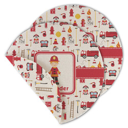 Firefighter Character Round Linen Placemat - Double Sided (Personalized)