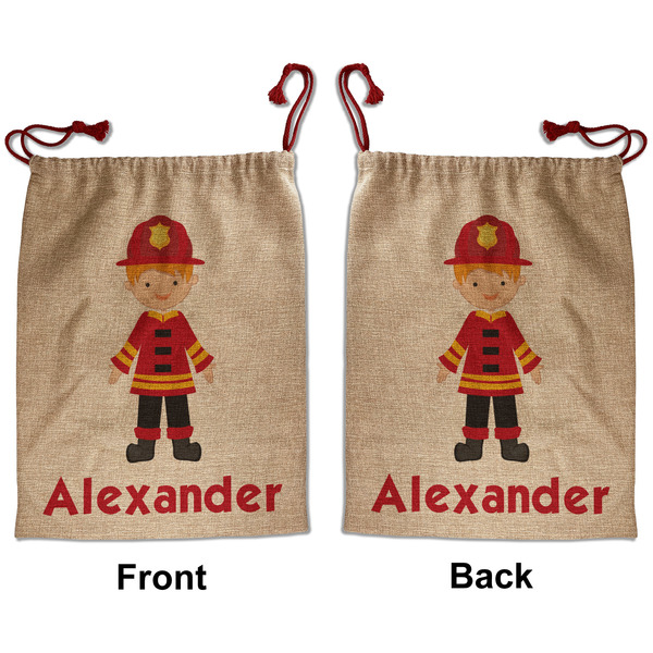 Firefighter Character Santa Bag - Front and Back