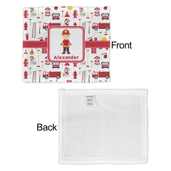 Firefighter Character Security Blanket - Front & White Back View