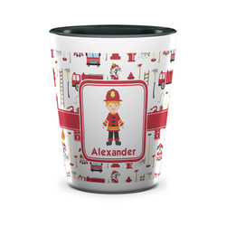 Firefighter Character Ceramic Shot Glass - 1.5 oz - Two Tone - Single (Personalized)