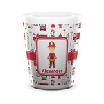 Firefighter Character Ceramic Shot Glass - 1.5 oz - White - Single (Personalized)