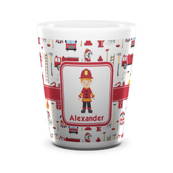 Firefighter Character Ceramic Shot Glass - 1.5 oz - White - Single (Personalized)