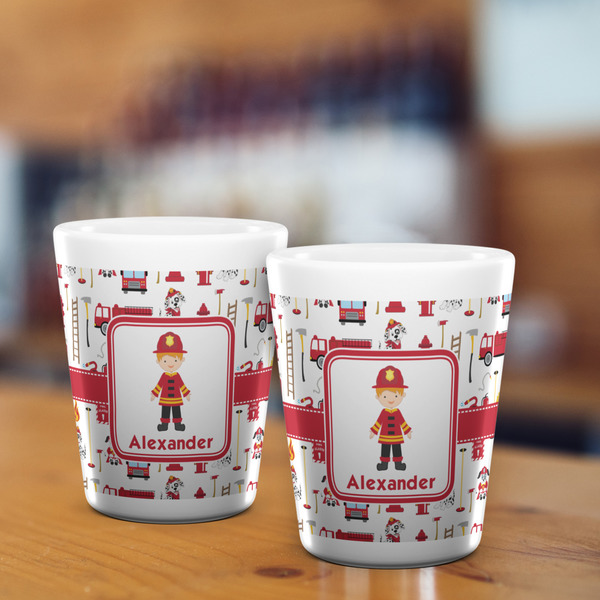 Firefighter Character Shot Glass - White - LIFESTYLE