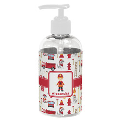 Firefighter Character Plastic Soap / Lotion Dispenser (8 oz - Small - White) (Personalized)