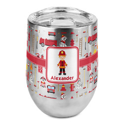 Firefighter Character Stemless Wine Tumbler - Full Print (Personalized)