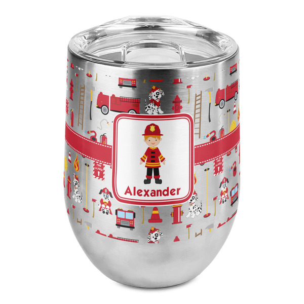 Custom Firefighter Character Stemless Wine Tumbler - Full Print (Personalized)