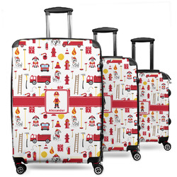 Firefighter Character 3 Piece Luggage Set - 20" Carry On, 24" Medium Checked, 28" Large Checked (Personalized)