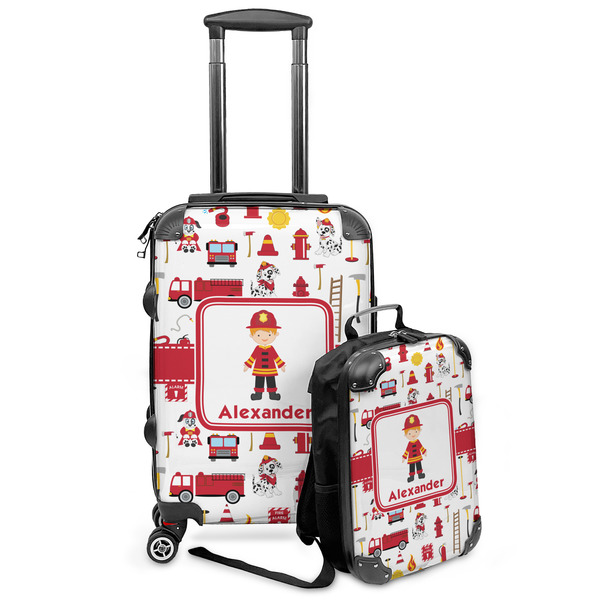 Custom Firefighter Character Kids 2-Piece Luggage Set - Suitcase & Backpack (Personalized)