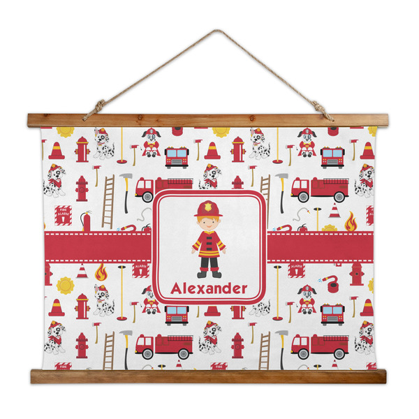 Custom Firefighter Character Wall Hanging Tapestry - Wide (Personalized)