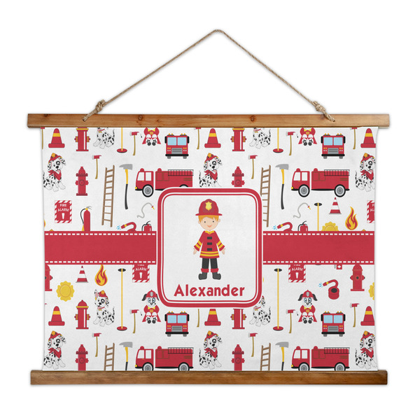 Custom Firefighter Character Wall Hanging Tapestry - Wide (Personalized)