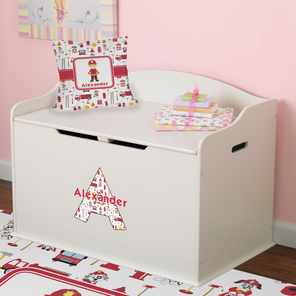 Firefighter Character Wall Name & Initial Small on Toy Chest