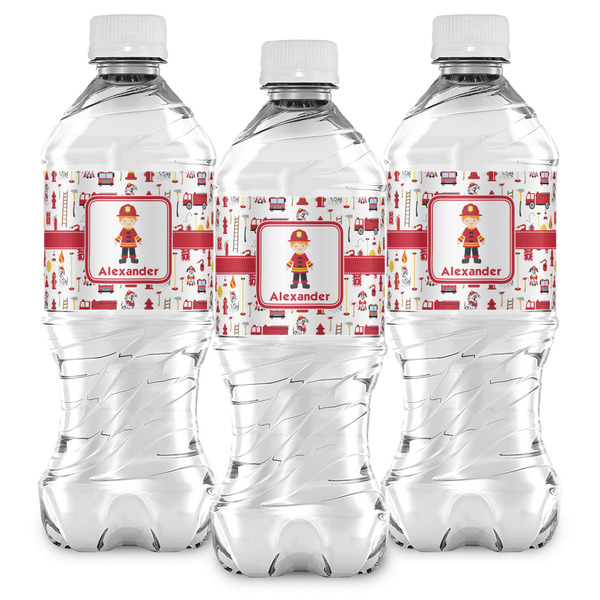 Firefighter Character Water Bottle Labels - Front View