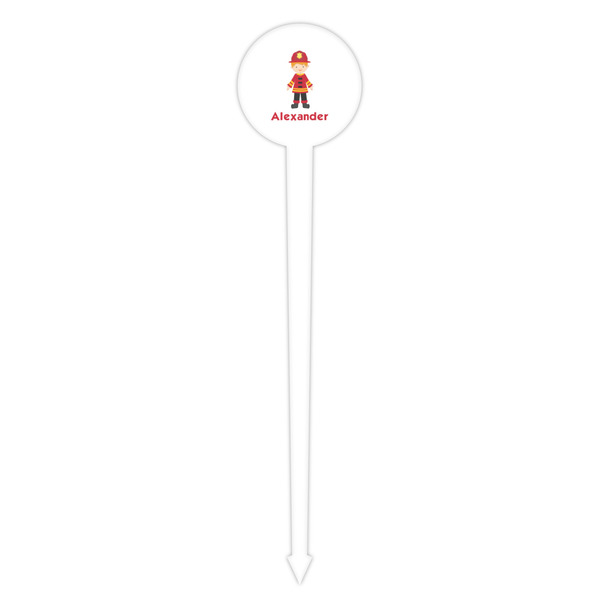 Firefighter Character White Plastic 4" Food Pick - Round - Single Pick