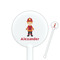 Firefighter Character 5.5" Round Plastic Stir Sticks - White - Single Sided (Personalized)