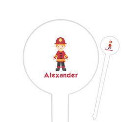 Firefighter Character Round Plastic Food Picks (Personalized)