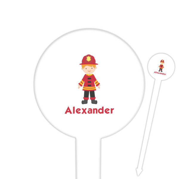 Custom Firefighter Character Round Plastic Food Picks (Personalized)