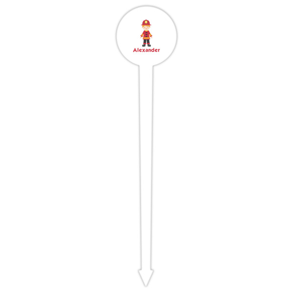 Firefighter Character White Plastic 6" Food Pick - Round - Single Pick