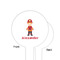 Firefighter Character White Plastic 6" Food Pick - Round - Single Sided - Front & Back