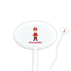Firefighter Character Oval Plastic Stir Sticks (Personalized)