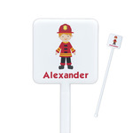 Firefighter Character Square Plastic Stir Sticks (Personalized)