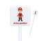 Firefighter Character White Plastic Stir Stick - Square - Closeup