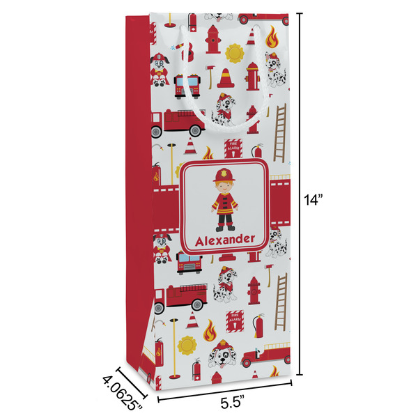 Firefighter Character Wine Gift Bag - Dimensions
