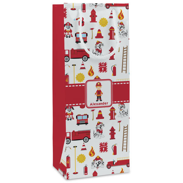 Custom Firefighter Character Wine Gift Bags (Personalized)
