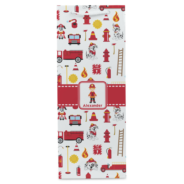 Firefighter Character Wine Gift Bag - Matte - Front
