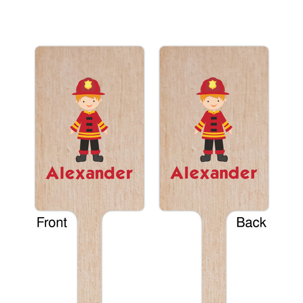 Firefighter Character Wooden 6.25" Stir Stick - Rectangular - Double Sided - Front & Back