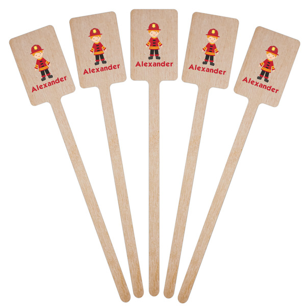 Firefighter Character Wooden 6.25" Stir Stick - Rectangular - Fan View