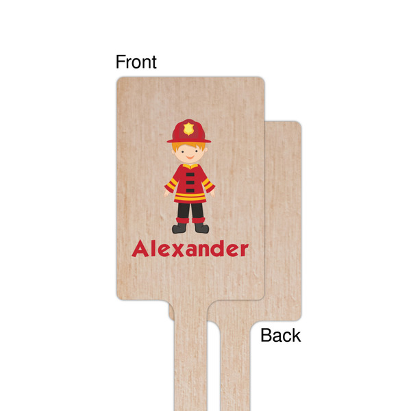Firefighter Character Wooden 6.25" Stir Stick - Rectangular - Single - Front & Back