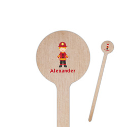 Firefighter Character 6" Round Wooden Stir Sticks - Single Sided (Personalized)