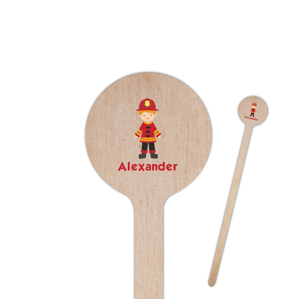 Custom Firefighter Character 7.5" Round Wooden Stir Sticks - Single Sided (Personalized)