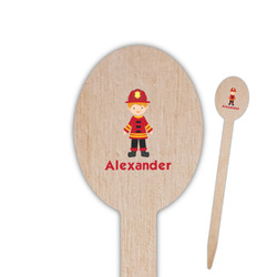 Firefighter Character Oval Wooden Food Picks - Single Sided (Personalized)