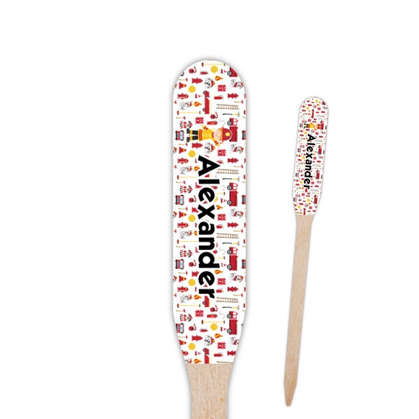 Custom Firefighter Character Paddle Wooden Food Picks - Double Sided (Personalized)