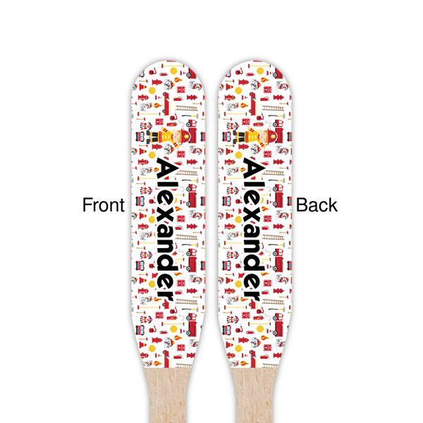 Firefighter Character Wooden Food Pick - Paddle - Double Sided - Front & Back