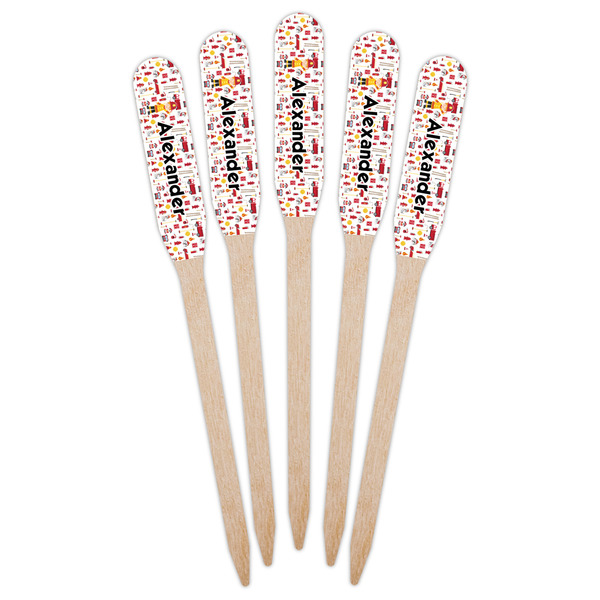Firefighter Character Wooden Food Pick - Paddle - Fan View